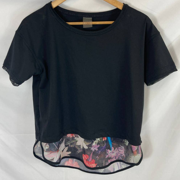 Calia Mixed Media Short Sleeve Black Top size small - Picture 3 of 7